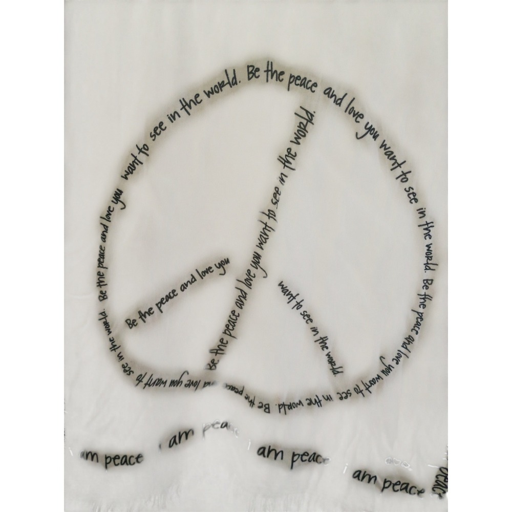 Peace Love World Alina Villasante White Viscose Peace Heart Graphic Scarf Wrap - Picture 6 of 9